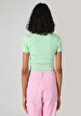 thumb-Slim Fit Yuvarlak Yaka Düz Kadın Yeşil Kısa Kol Tişört
