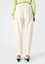 thumb-Baggy Fit Yüksek Bel Düz Paça Kadın Ekru  Pantolon