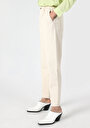 thumb-Baggy Fit Yüksek Bel Düz Paça Kadın Ekru  Pantolon