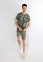 thumb-Regular Fit Yuvarlak Yaka Baskılı Erkek Yeşil Kısa Kol Tişört