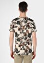 thumb-Regular Fit Yuvarlak Yaka Baskılı Erkek Bej Kısa Kol Tişört