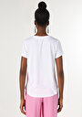 thumb-Regular Fit Yuvarlak Yaka Baskılı Kadın Beyaz Kısa Kol Tişört