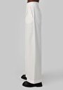 thumb-Regular Fit Yüksel Bel Geniş Paça Fermuarlı Kadın Beyaz Pantolon