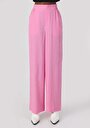 thumb-Regular Fit Yüksek Bel Geniş Paça Kadın Pembe  Pantolon