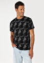 thumb-Regular Fit Yuvarlak Yaka Baskılı Erkek Siyah Kısa Kol Tişört