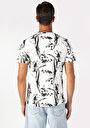 thumb-Regular Fit Yuvarlak Yaka Baskılı Erkek Beyaz Kısa Kol Tişört