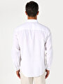 thumb-Comfort Fit Shirt Neck Düz Erkek Beyaz Uzun Kol Gömlek