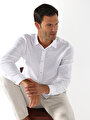thumb-Comfort Fit Shirt Neck Düz Erkek Beyaz Uzun Kol Gömlek