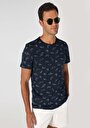thumb-Regular Fit Yuvarlak Yaka Baskılı Erkek Lacivert Kısa Kol Tişört