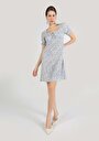 thumb-Regular Fit Baskılı Kadın Çok Renkli Kısa Kol Elbise