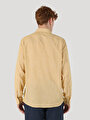 thumb-Comfort Fit Shirt Neck Düz Erkek Sari Uzun Kol Gömlek