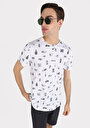 thumb-Regular Fit Yuvarlak Yaka Baskılı Erkek Beyaz Kısa Kol Tişört