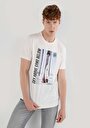 thumb-Regular Fit Yuvarlak Yaka Baskılı Erkek Beyaz Kısa Kol Tişört
