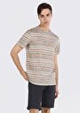 thumb-Regular Fit Yuvarlak Yaka Baskılı Erkek Ekru Kısa Kol Tişört