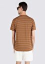 thumb-Regular Fit Yuvarlak Yaka Çizgili Erkek Kahverengi Kısa Kol Tişört