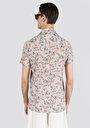 thumb-Regular Fit Shirt Neck Baskılı Erkek Bej Pamuklu Kısa Kol Gömlek
