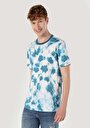 thumb-Regular Fit Yuvarlak Yaka Batik Erkek Mavi Kısa Kol Tişört