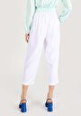 thumb-Regular Fit Yüksel Bel Geniş Paça Kadın Beyaz Lyocell Pantolon