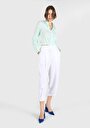 thumb-Regular Fit Yüksel Bel Geniş Paça Kadın Beyaz Lyocell Pantolon