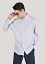 thumb-Comfort Fit Shirt Neck Düz Erkek Gri Düğmeli Uzun Kol Gömlek