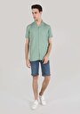 thumb-Regular Fit Shirt Neck Düz Erkek Yeşil Kısa Kol Gömlek