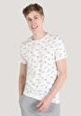 thumb-Regular Fit Yuvarlak Yaka Baskılı Erkek Beyaz Kısa Kol Tişört