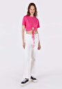 thumb-Slim Fit Yuvarlak Yaka Cepsiz Düz Kadın Pembe Kısa Kol Tişört