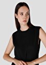 thumb-Slim Fit Düz Kadın Siyah Kolsuz Elbise