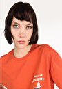 thumb-Regular Fit Yuvarlak Yaka  Kadın Turuncu Kısa Kol Tişört