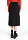 thumb-Midi Skirt Düz Düğmeli Kadın Siyah Etek