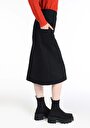 thumb-Midi Skirt Düz Düğmeli Kadın Siyah Etek
