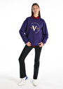 thumb-Comfort Fit Yuvarlak Yaka Baskılı Kadın Mor Sweatshirt