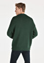 thumb-Comfort Fit Yuvarlak Yaka Jakarlı Erkek Yeşil Kazak