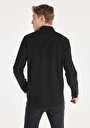 thumb-Regular Fit Shirt Neck Düz Erkek Siyah Uzun Kol Gömlek