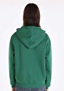 thumb-Regular Fit Kapüşonlu Kanguru Cepli Düz Kadın Yeşil Sweatshirt
