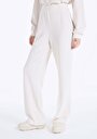 thumb-Regular Fit Orta Bel Düz Cepsiz Kadın Ekru Eşofman Altı