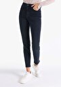 thumb-Slim Fit Orta Bel Düz Paça Kadın Koyu İndigo Jean Pantolon