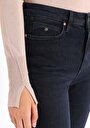 thumb-Slim Fit Orta Bel Düz Paça Kadın Koyu İndigo Jean Pantolon