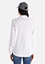 thumb-Regular Fit Shirt Neck Düz Kadın Beyaz Uzun Kol Tişört