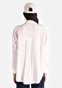 thumb-Regular Fit Shirt Neck Düz Kadın Ekru Uzun Kol Gömlek