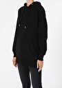thumb-Regular Fit Kapüşonlu Düz Kadın Siyah Sweatshirt