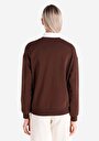 thumb-Regular Fit Yuvarlak Yaka Baskılı Kadın Kahverengi Sweatshirt