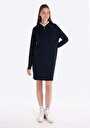 thumb-Regular Fit Düz Kadın Lacivert Uzun Kol Elbise