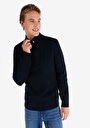 thumb-Slim Fit Turtle Neck Jakarlı Erkek Lacivert Kazak