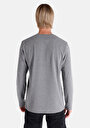 thumb-Regular Fit Yuvarlak Yaka Jakarlı Erkek Gri Uzun Kol Tişört