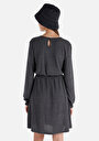 thumb-Regular Fit  Kadın Antrasit Kısa Kol Elbise
