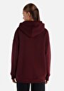 thumb-Comfort Fit Kapüşonlu Nakışlı Kadın Bordo Sweatshirt