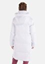 thumb-Regular Fit Kapüşonlu Fermuarlı Astarlı  Kadın Beyaz Kaban