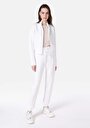 thumb-Slim Fit Orta Bel Baskılı Kadın Beyaz Eşofman Altı