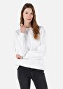thumb-Regular Fit Yuvarlak Yaka Jakarlı Kadın Beyaz Sweatshirt
